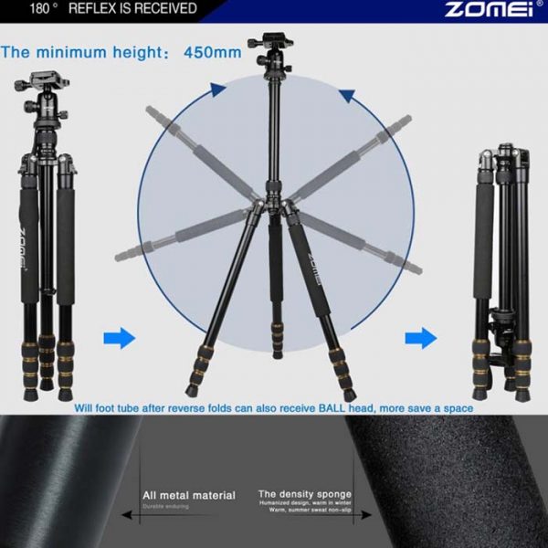 Zomei Q666 Camera Tripod monopod professional with Ballhead